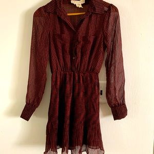 Mini Shirt dress in herringbone chiffon